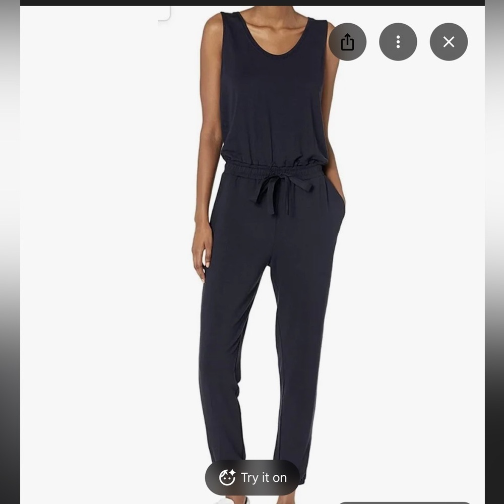 Daily Ritual NWT Navy Blue Tank Top Straight Leg Jumpsuit Size XL